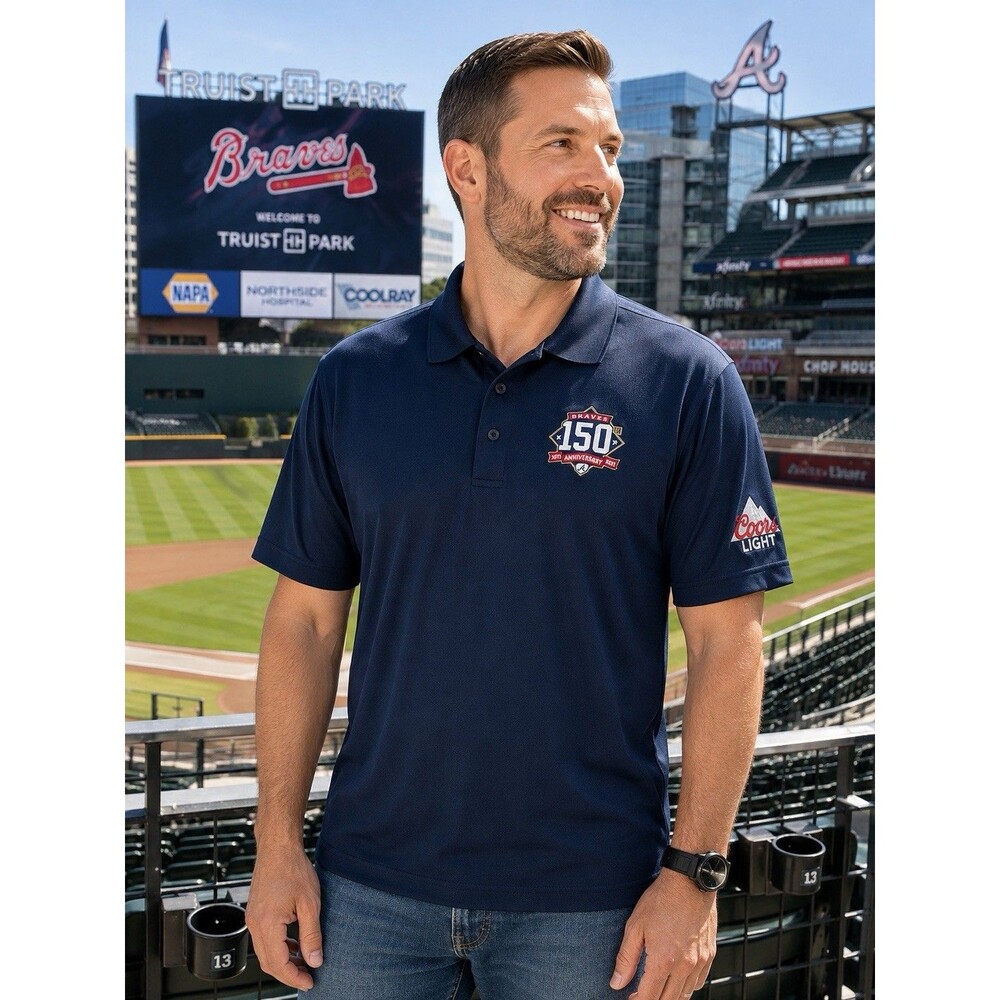 Atlanta Braves 150th Anniversary Coors Light MLB Navy Men’s XL Performance Polo